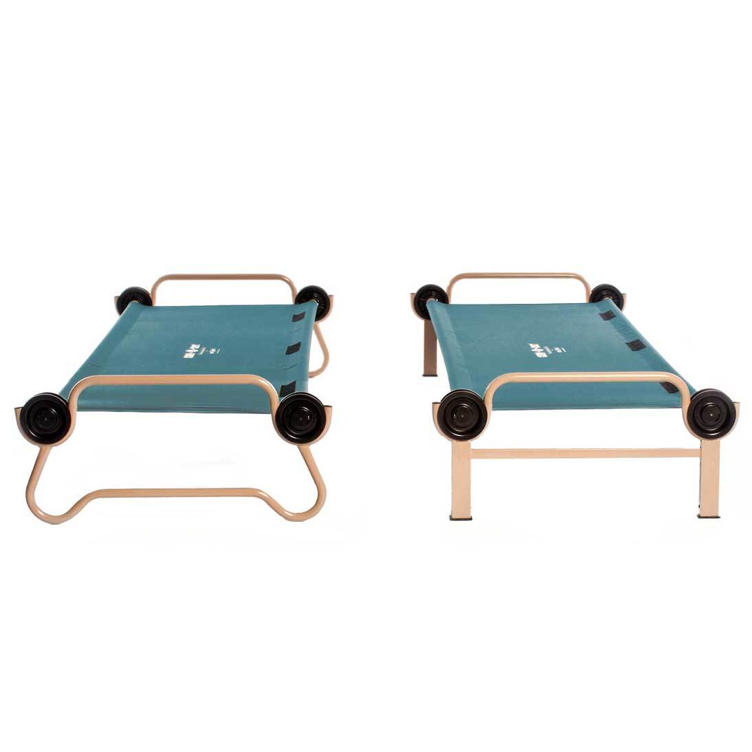 Disc-O-Bed Large Cam-O-Bunk Benchable Double Cot with Storage Organizers, Green