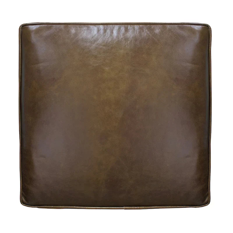 Handcrafted Amber Accent Chair with Slatted Mango Wood, Buffalo Leather Cushions, and Angled Legs