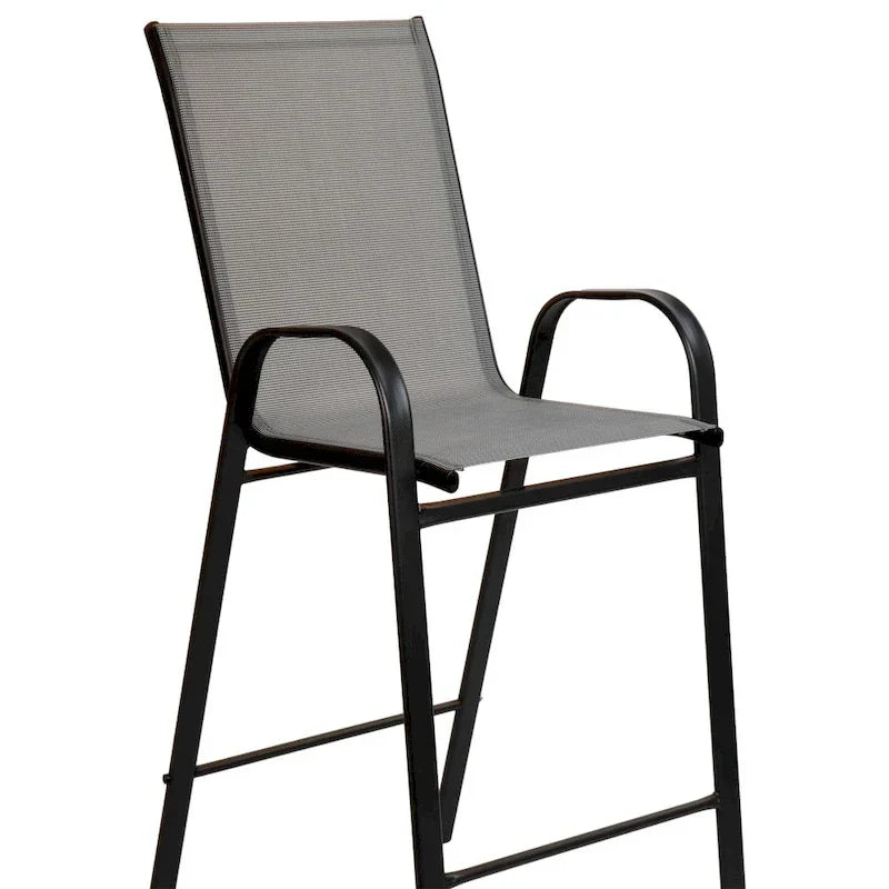 Set of 4 Outdoor Barstools with Flexible Comfort Material - Patio Seating