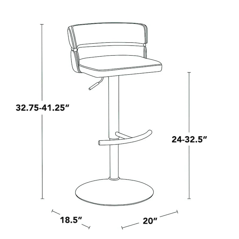 Set of 2 Silver Orchid Lena Adjustable Bar Stools with Rounded T Footrest