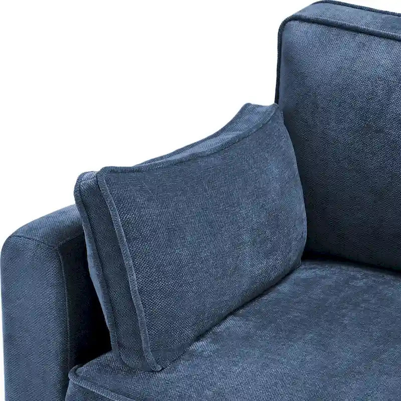 LUE BONA 81 Contemporary Corduroy 3-Seater Sofa - Upholstered Polyester Rectangle Design with Wooden Base for Living Room