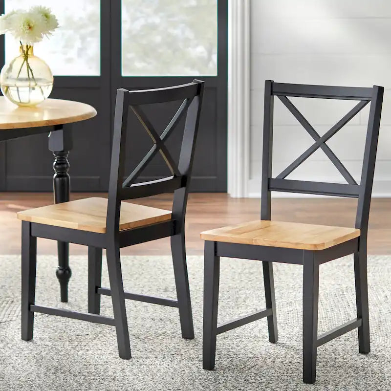 Set of 2 Solid Wood Crossback Dining Chairs by Simple Living
