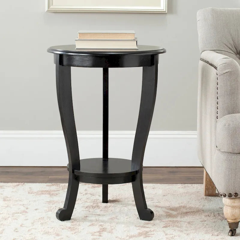 SAFAVIEH Carlotta Grey Pedestal Side Table - Dimensions: 18.1" W x 18.1" D x 26" H