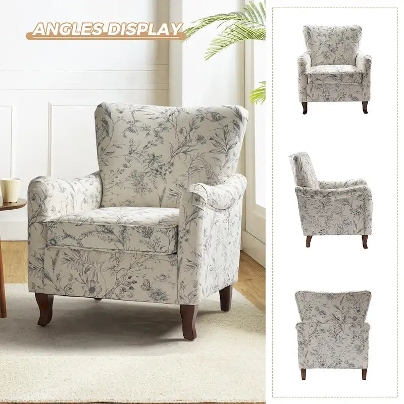 HULALA HOME Samouel Contemporary Floral Wingback Armchair