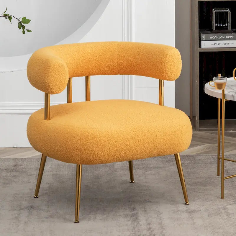 SEYNAR Contemporary Glam Upholstered Open-Back Accent Chair with Gold Legs