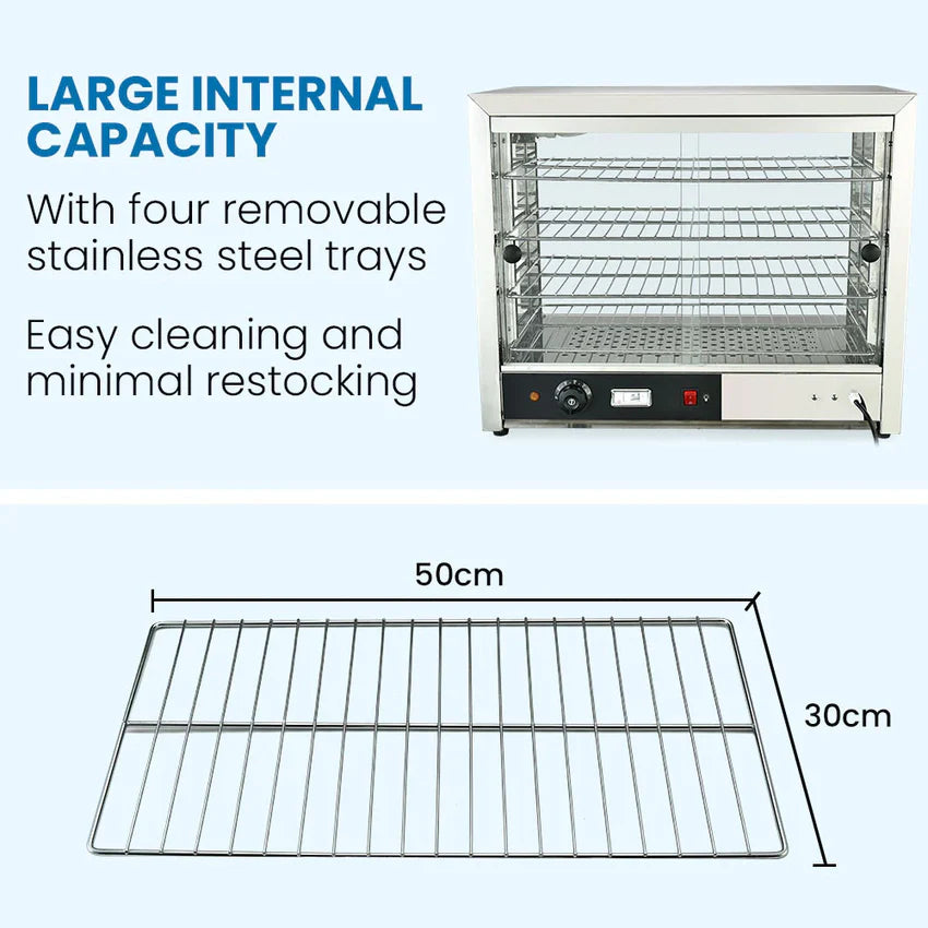 EUROCHEF Electric Food Warmer Display, 1000W, 4-Tier Stainless Steel