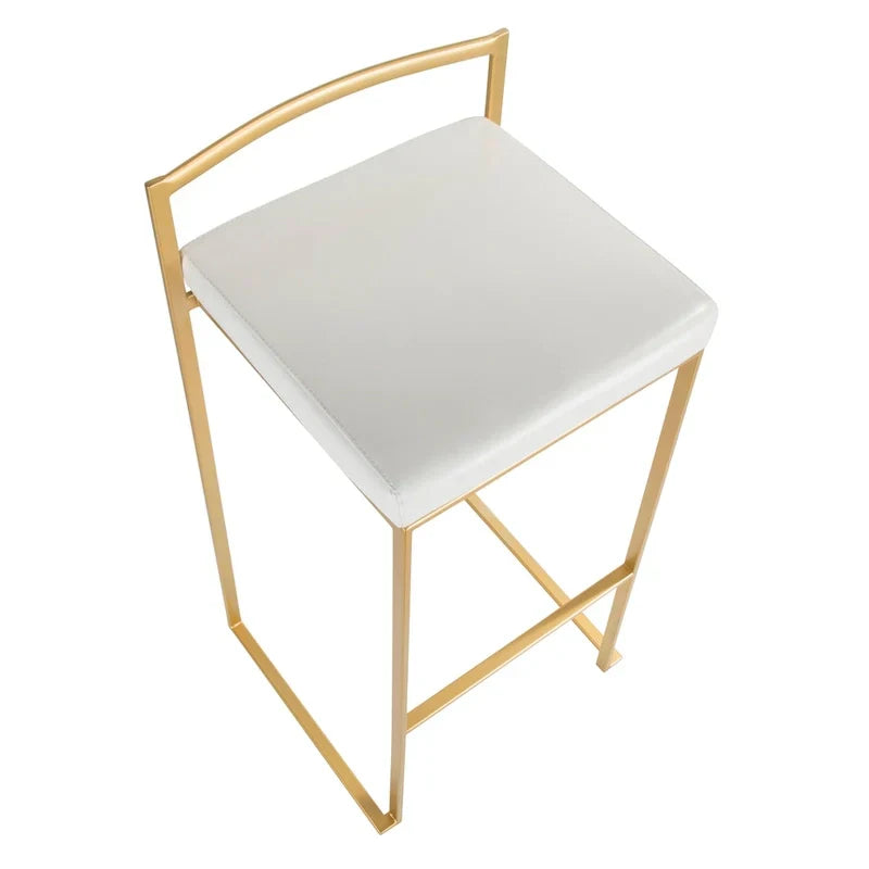 Set of 2 Stackable Gold Bar Stools with Silver Orchid Forest Finish