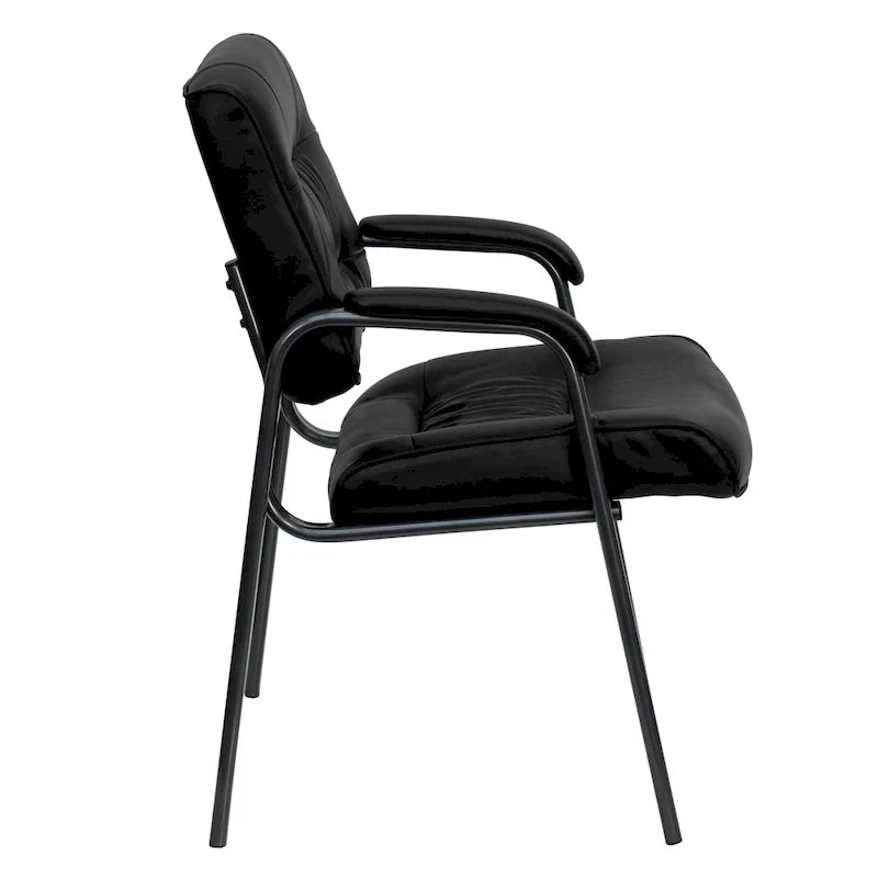 LeatherSoft Executive Lounge Chair with Titanium Gray Frame for Reception Areas