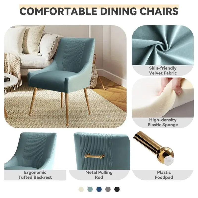 SEYNAR Set of 4 Modern Glam Boucle Velvet Dining or Vanity Chairs with Rear Handle