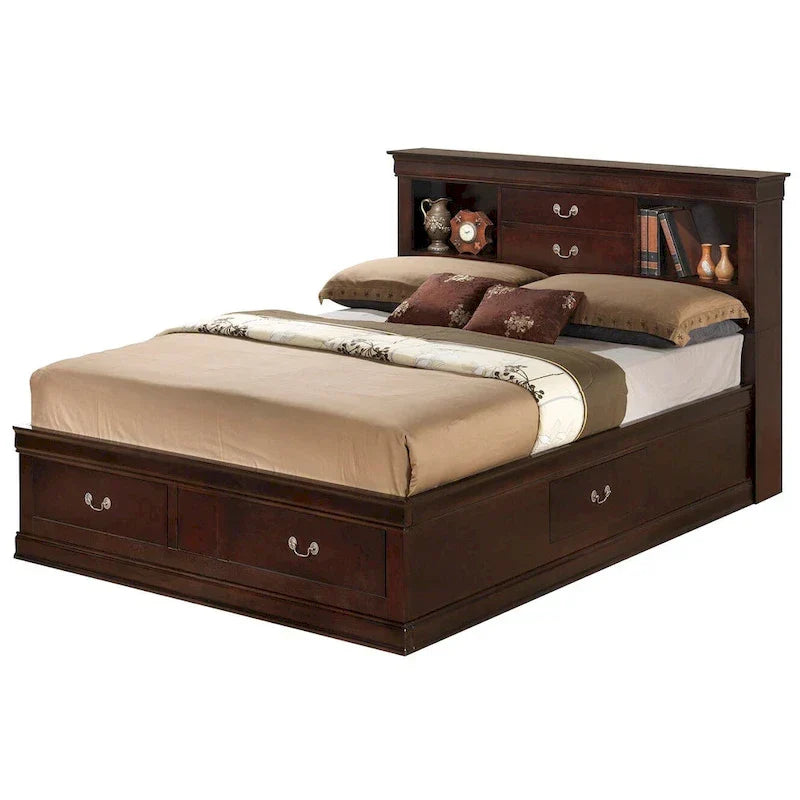 Louis Philippe Queen Platform Bed with Storage