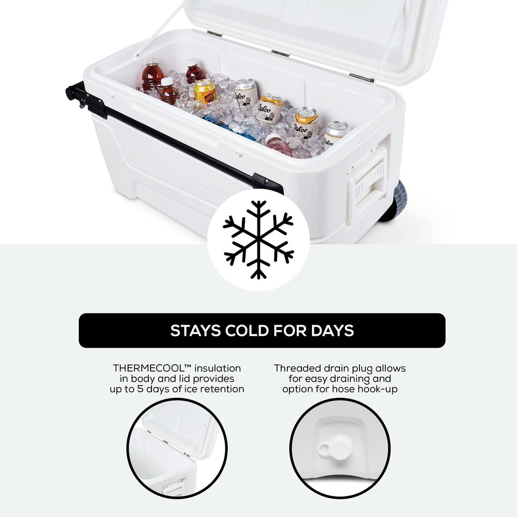 Igloo 110 Qt Glide Pro Portable Large Ice Chest Wheeled Cooler