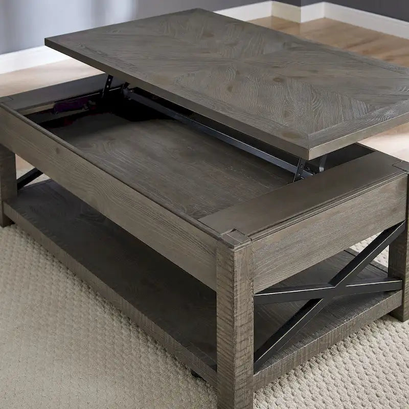 Lift Top Coffee Table with Hidden Storage and Shelf
