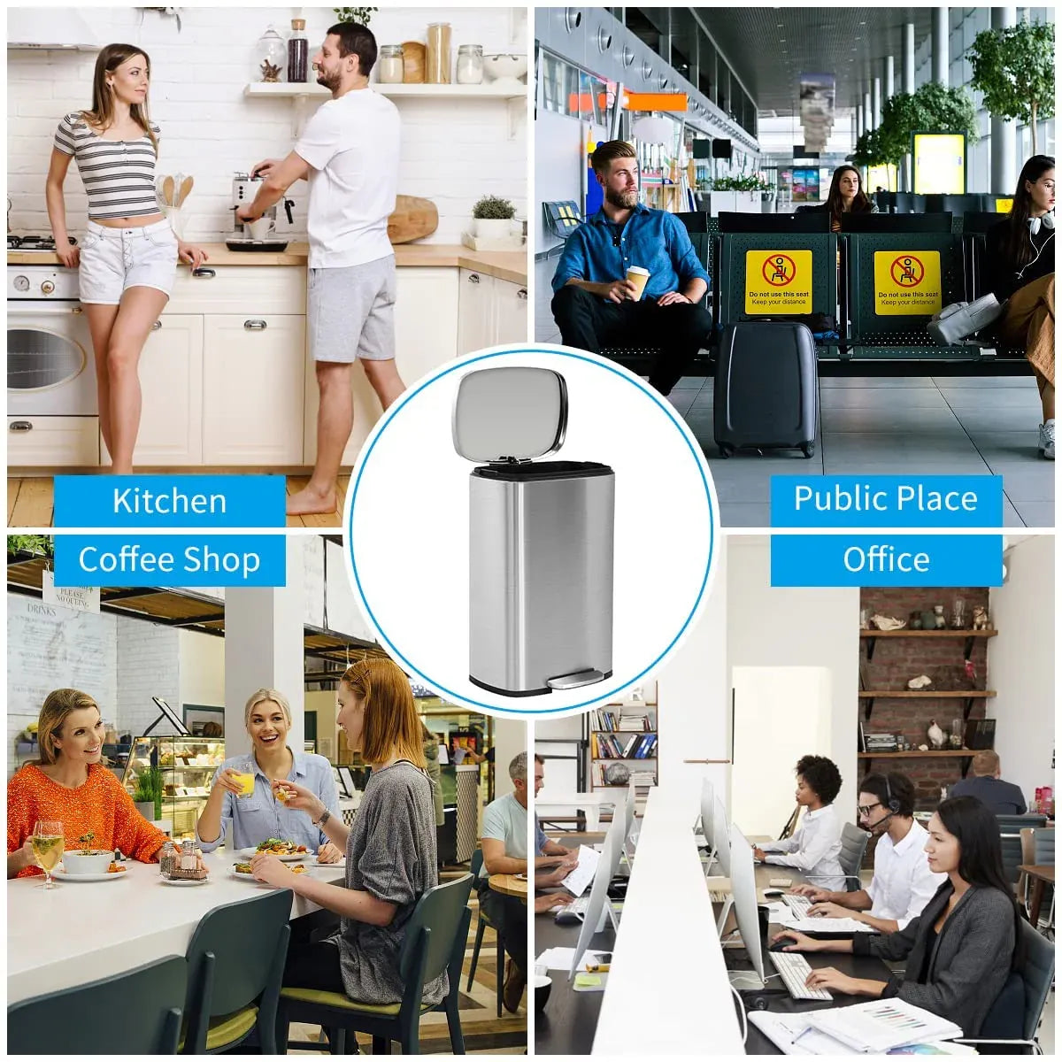 Bigacc 13 Gallon 50 Liter Kitchen Trash Can with Touch-Free & Motion Sensor, Automatic Stainless-Steel Garbage Can, Anti-Fingerprint Mute Designed Trash Bin Brushed Stainless Steel