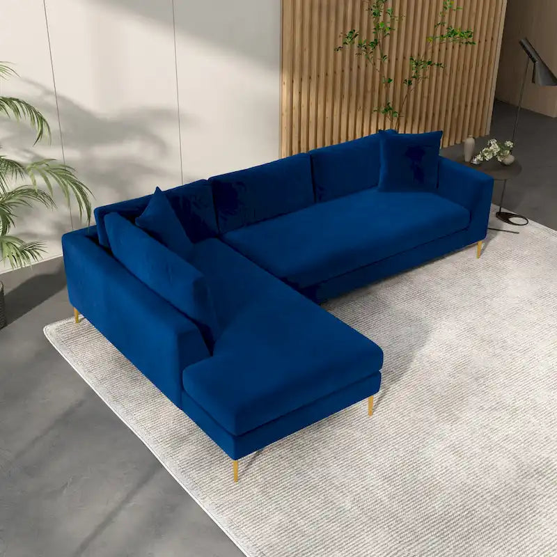 Mae Velvet Corner Sectional Sofa in Mid-Century Modern Style