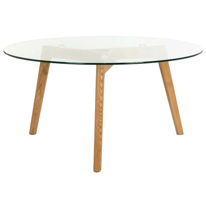 SAFAVIEH Rachelle Mid-Century Round Glass Coffee Table - Dimensions: 35.4" W x 35.4" D x 17.7" H