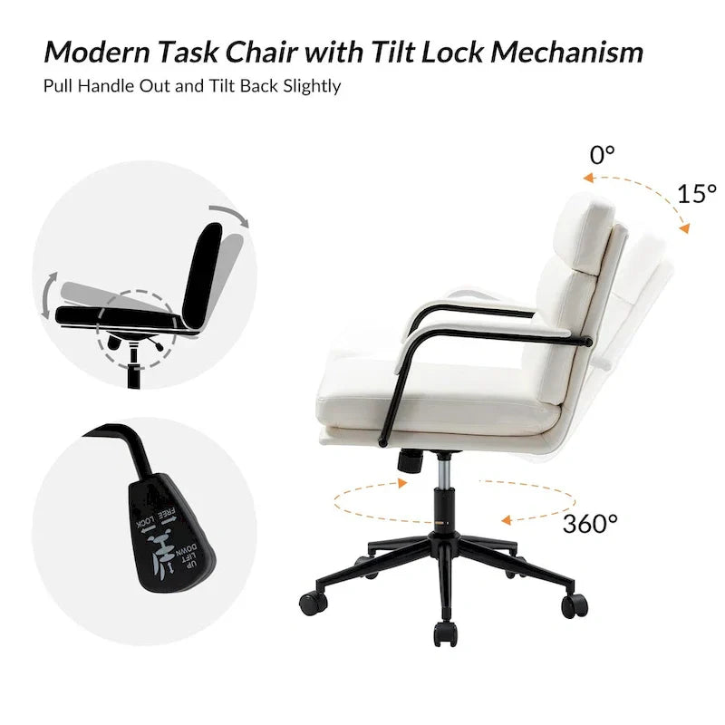 Joseph Contemporary Faux Leather Task Chair with Tilt Lock and Center Tilt by HULALA HOME