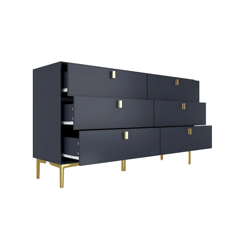 Mid-Century 6-Drawer Storage Dresser Chest Sideboard