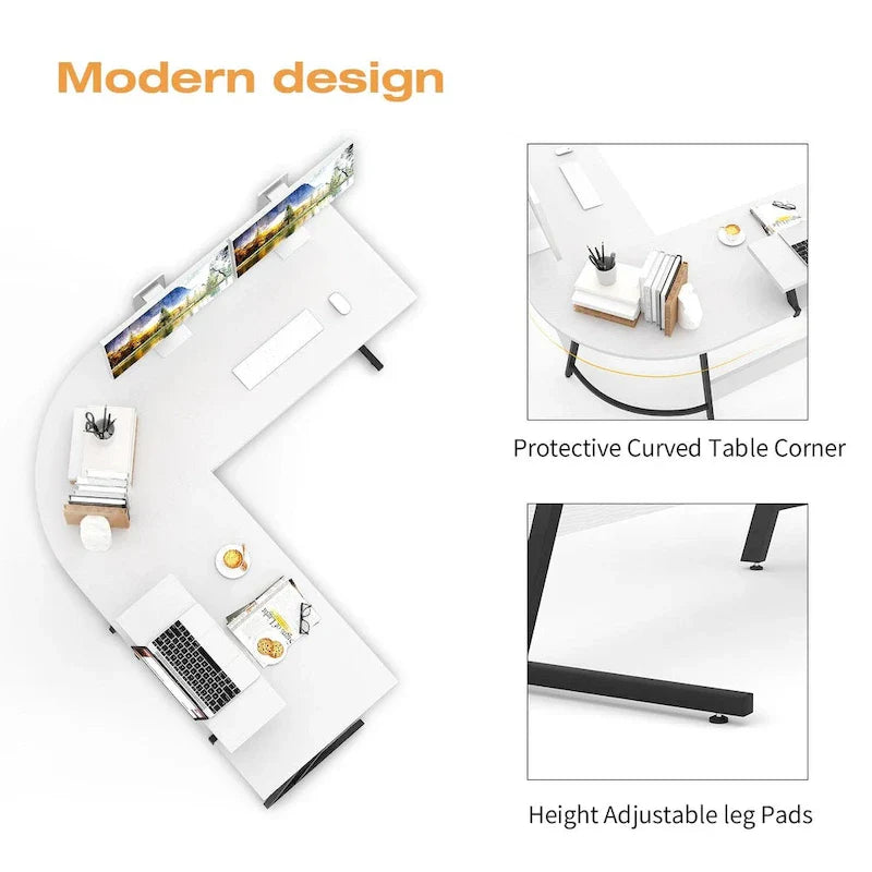 Homall Modern L-Shaped Corner Computer Desk with Accompanying Small Table