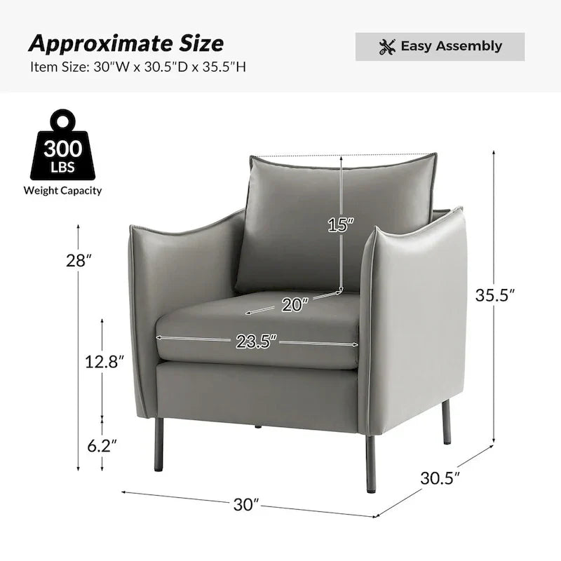 Set of 2 Christopher Modern Armchairs with Anti-Scratch Fabric and Black Metal Legs by HULALA HOME
