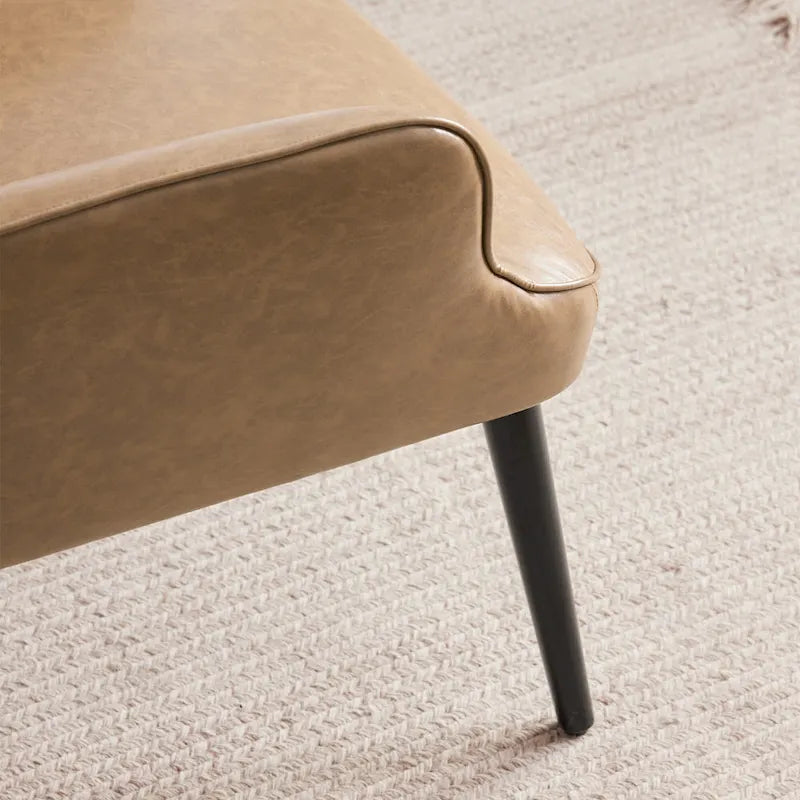 Set of 2 High-Back Tufted Accent Chairs in Cream, Brown, and Taupe
