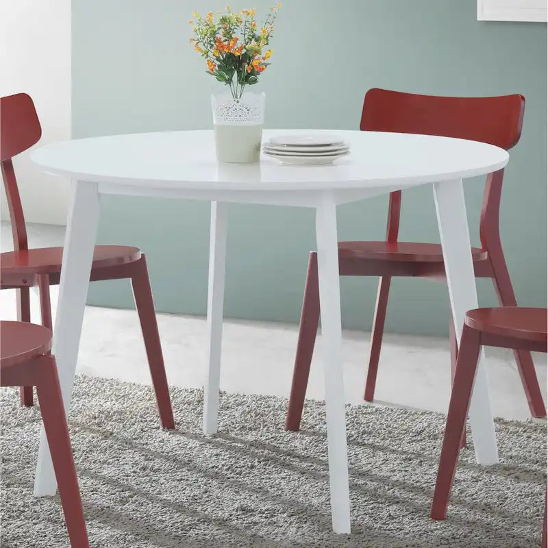 Roundhill Furniture Roma Modern White Round Dining Table