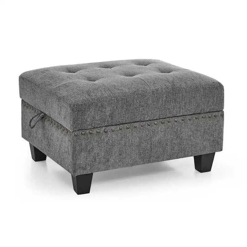 Grey Chenille L-Shaped Modular Sectional Sofa Set with Three Individual Chairs and Three Corner Pieces - Dimensions: 116W x 89.5D x 36.5H