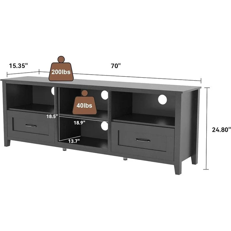 Rustic Farmhouse TV Stand Entertainment Center with Storage Cabinets - Easy Assembly for Living Room - Medium Size