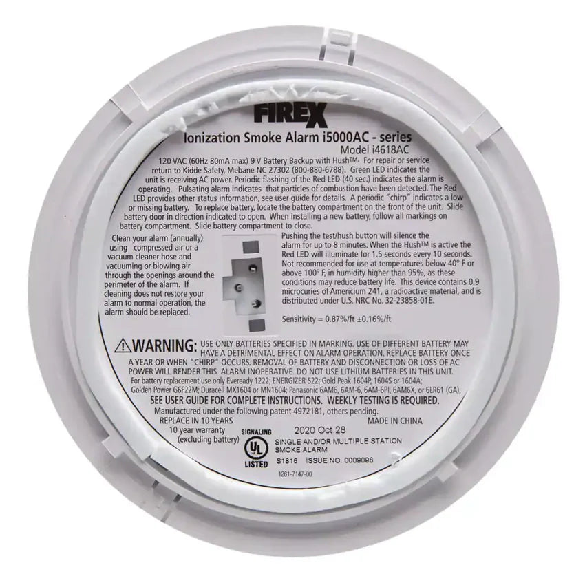 i4618 4-Pack Hardwired Smoke Alarm with Ionization Sensor, 120V AC, 9V Battery Backup