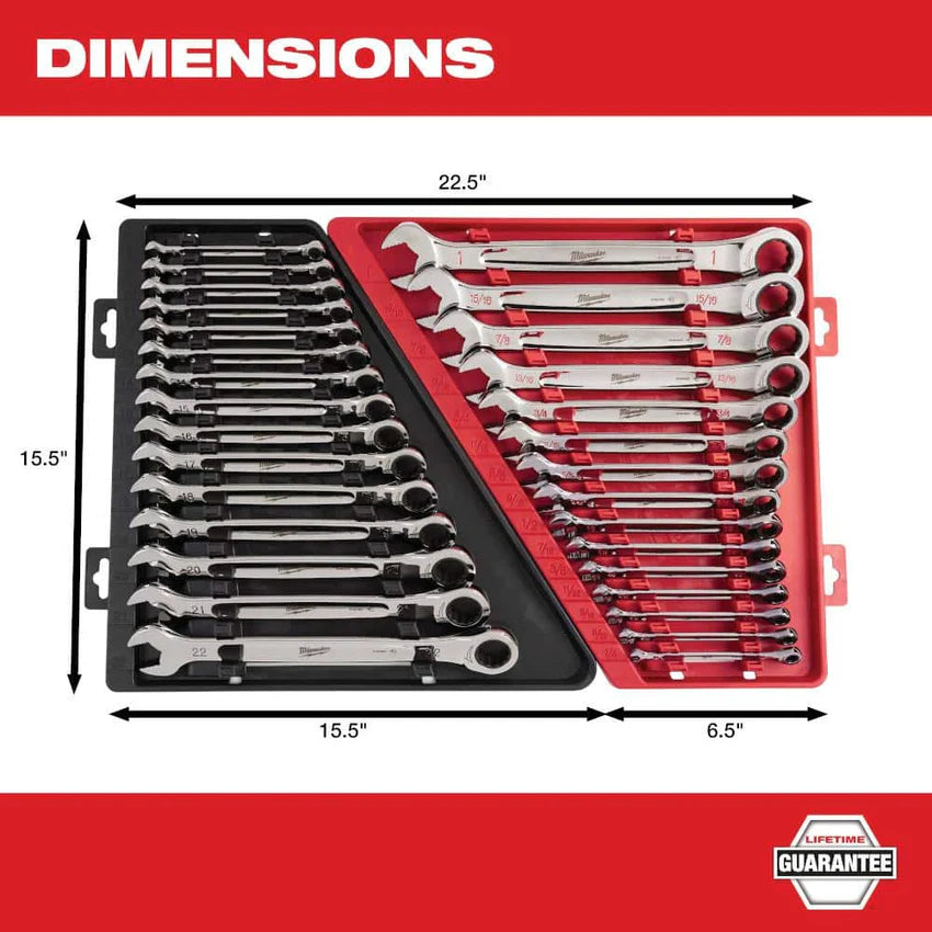 2025 SAE/Metric Combination Ratcheting Wrench Mechanics Tool Set (30-Piece) 48-22-9416-48-22-9516