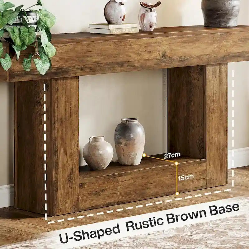 Rustic 2-Tier Entryway Table for Living Room, Hallway, and Foyer