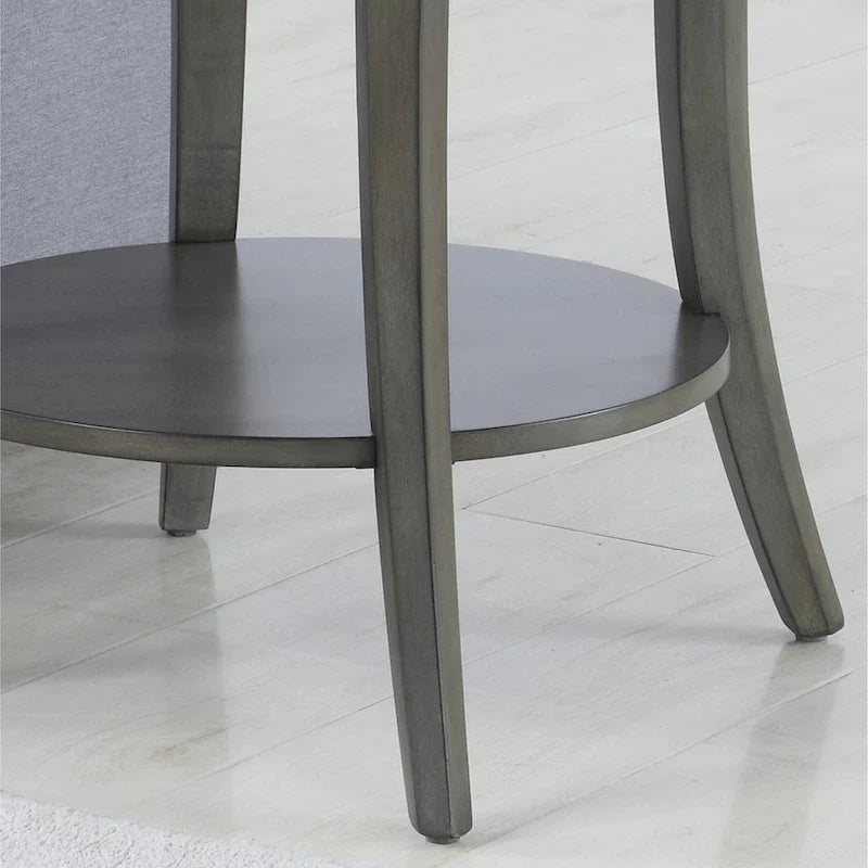 Roundhill Furniture Perth Modern Oval Shelf Side Table in Gray