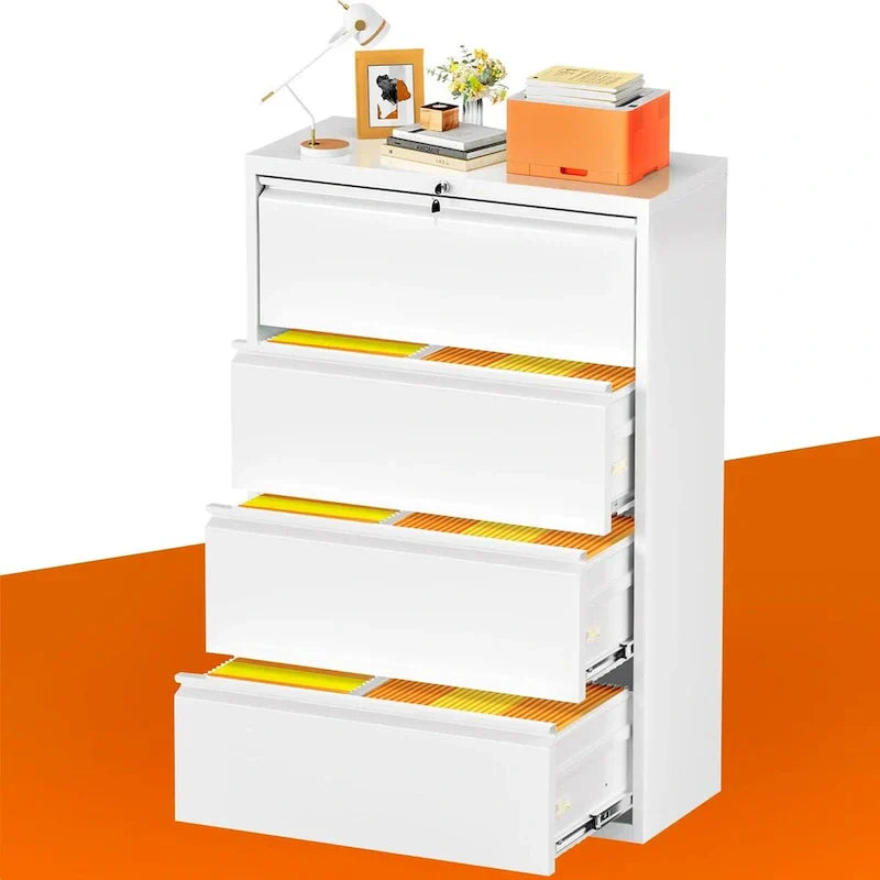 Lockable 4-Drawer Metal Lateral Filing Cabinet