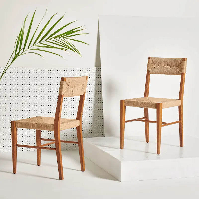 SAFAVIEH Couture Shazia Rattan Dining Chair Set (2 Pieces) - Dimensions: 16.3" W x 21.3" L x 34" H