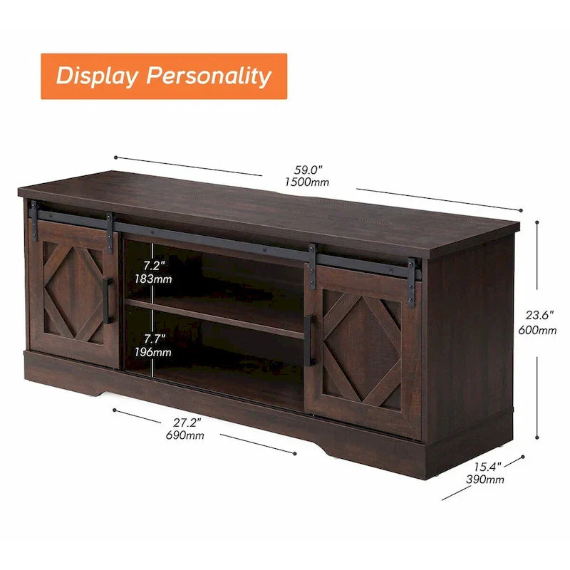 Rustic Farmhouse Barndoor TV Stand - Entertainment Center for TVs up to 70 Inches
