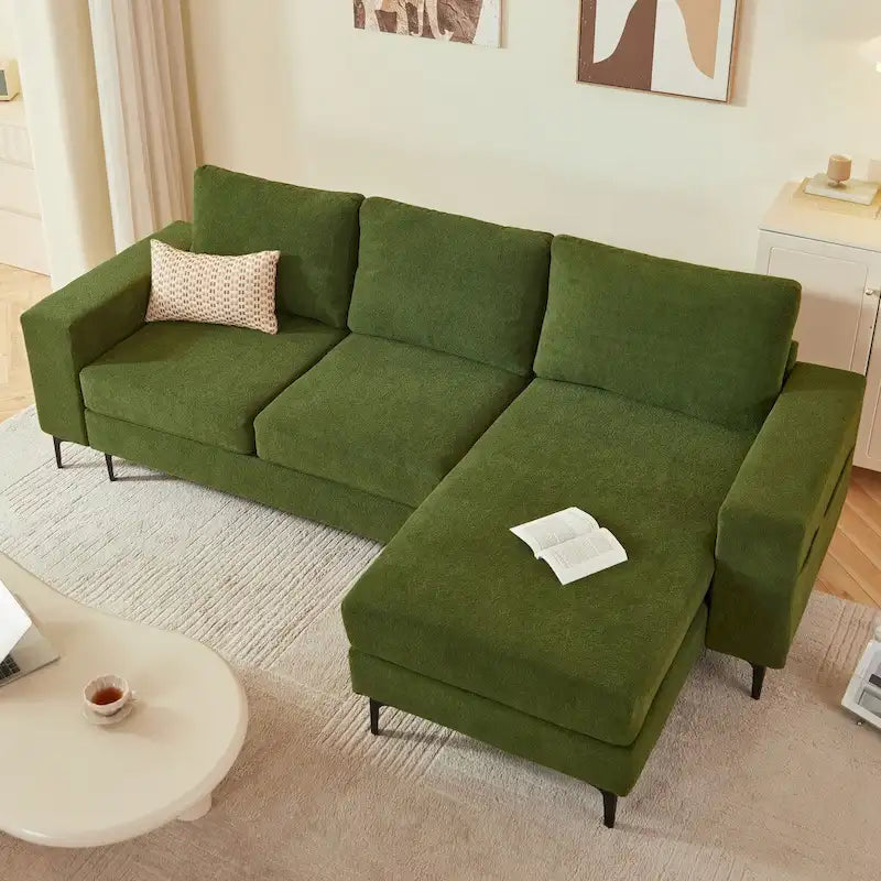 HOOOWOOO L-Shaped Upholstered Sofa with Stylish Metal Legs