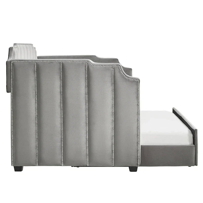iNSPIRE Q Modern Chareau Glam Grey Velvet Daybed