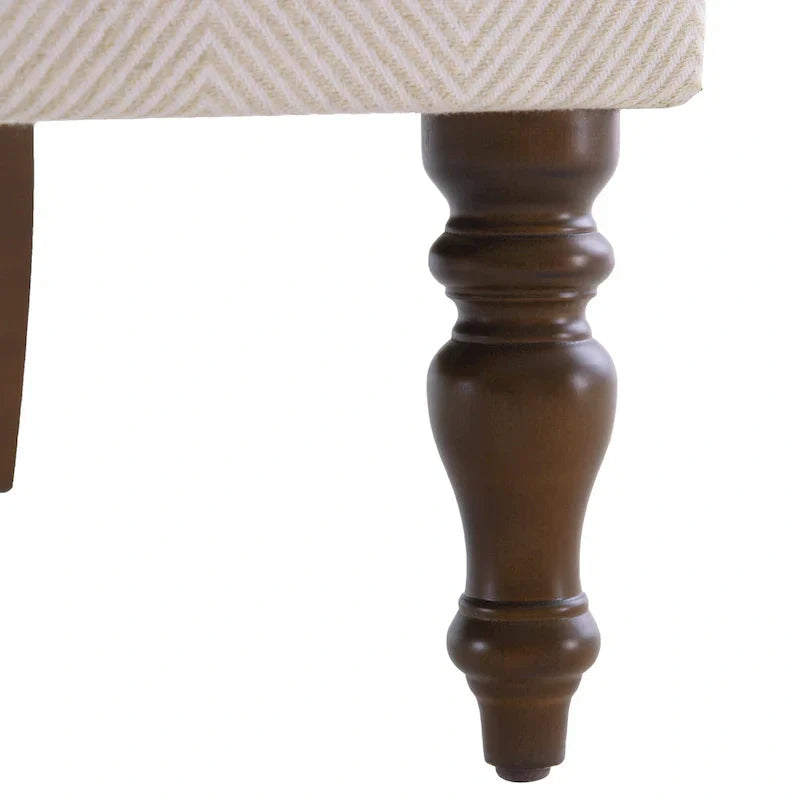 Set of 2 Accent Armchairs with Turned Legs in Blue, Beige, and Grey