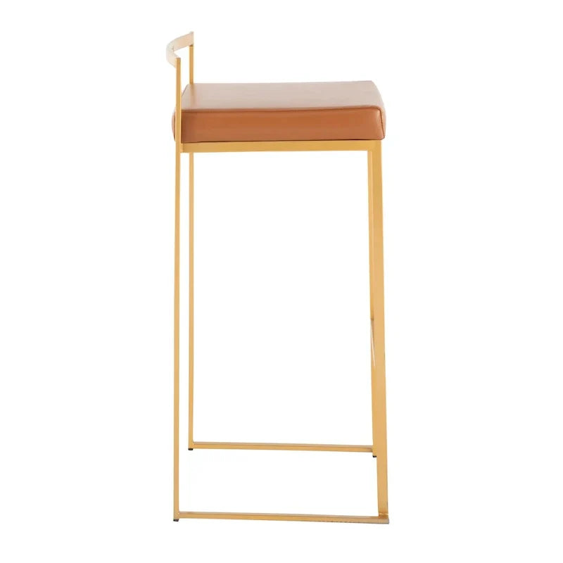 Set of 2 Stackable Gold Bar Stools with Silver Orchid Forest Finish