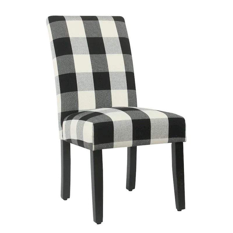 Set of 2 HomePop Black Plaid Parsons Dining Chairs