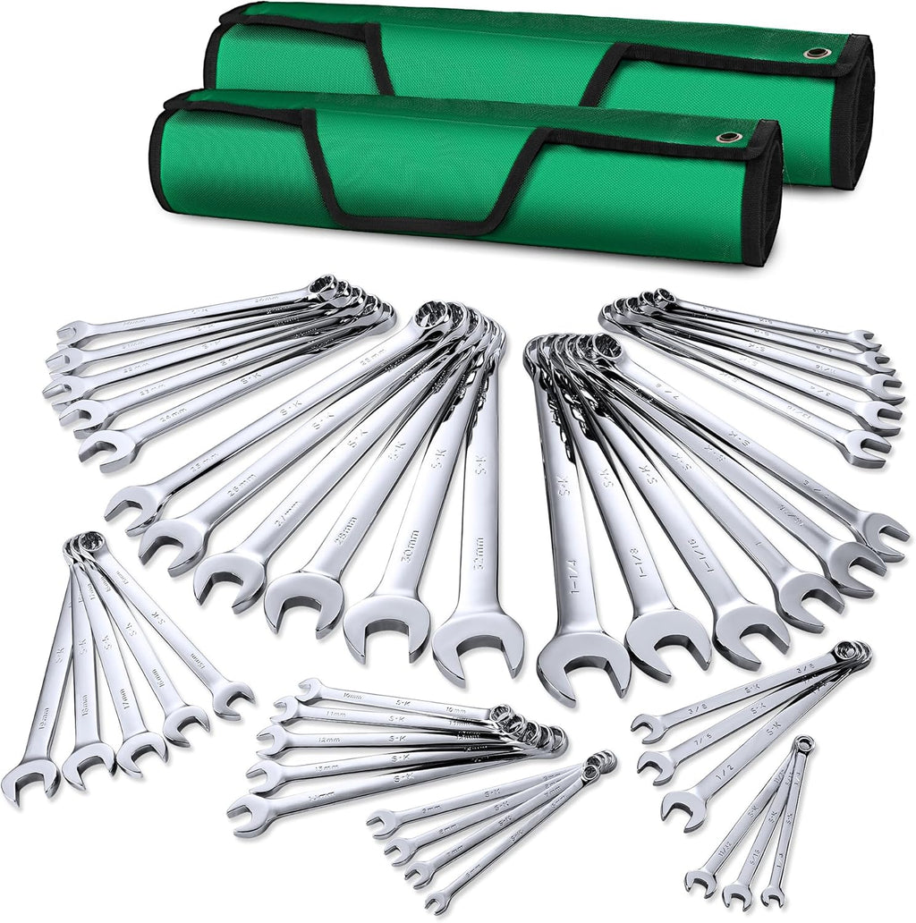 SK 42-Piece Wrench Set, SAE & Metric, SuperKrome Finish