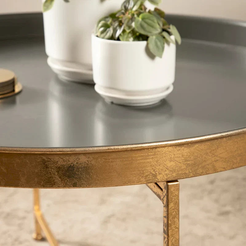 Kate and Laurel Celia 28.25-Inch Round Metal Coffee Table