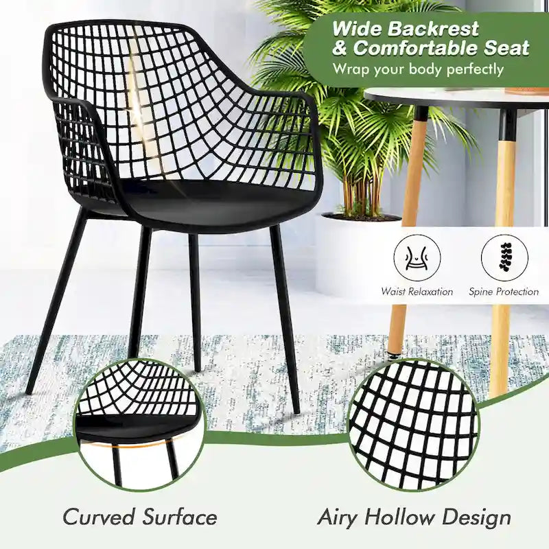 Set of 4 Modern Plastic Shell Dining Chairs with Metal Legs by Costway