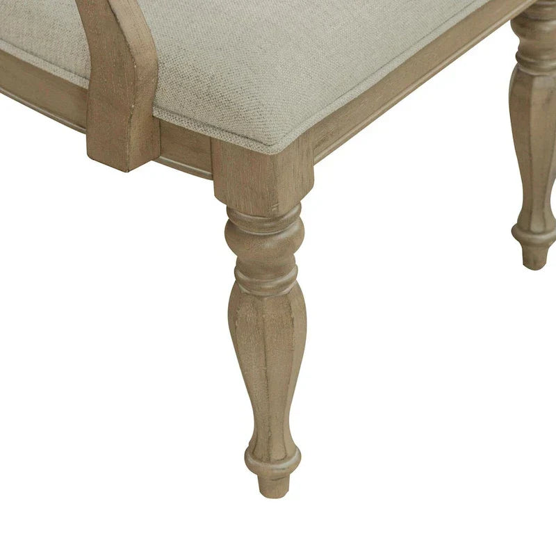 Set of 2 Magnolia Manor Weathered Bisque Upholstered Arm Chairs with Splat Back Design