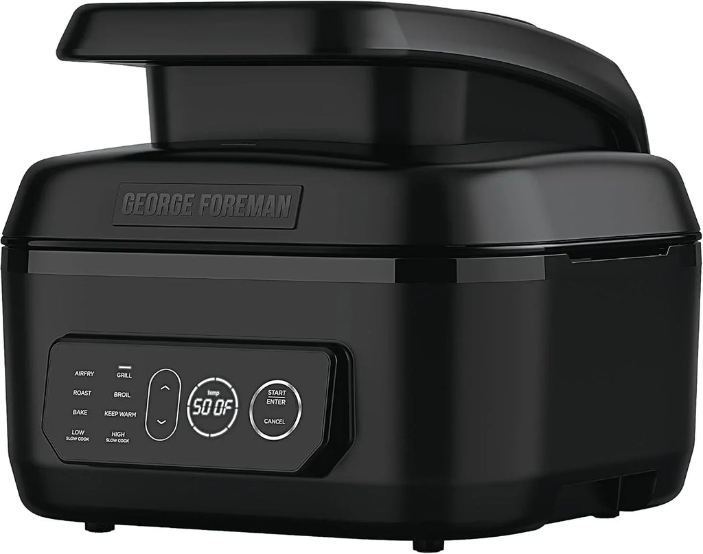 George Foreman Beyond Grill锟?7-in-1 Electric Indoor Grill with Air Fry Technology, MCAFD800D, Black, Large