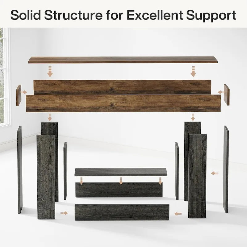Rustic 2-Tier Entryway Table for Living Room, Hallway, and Foyer