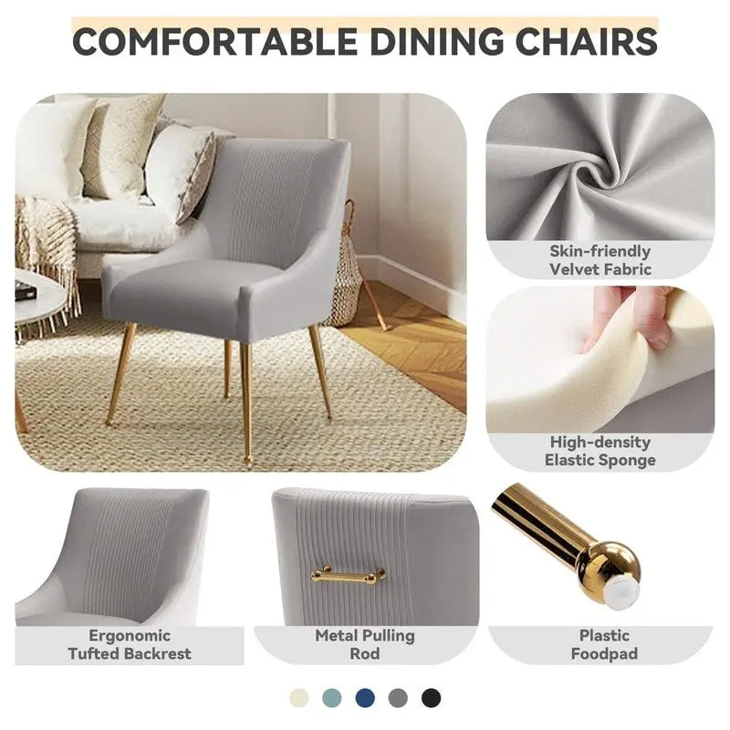 SEYNAR Set of 6 Modern Glam Boucle Velvet Dining or Vanity Chairs with Rear Handle