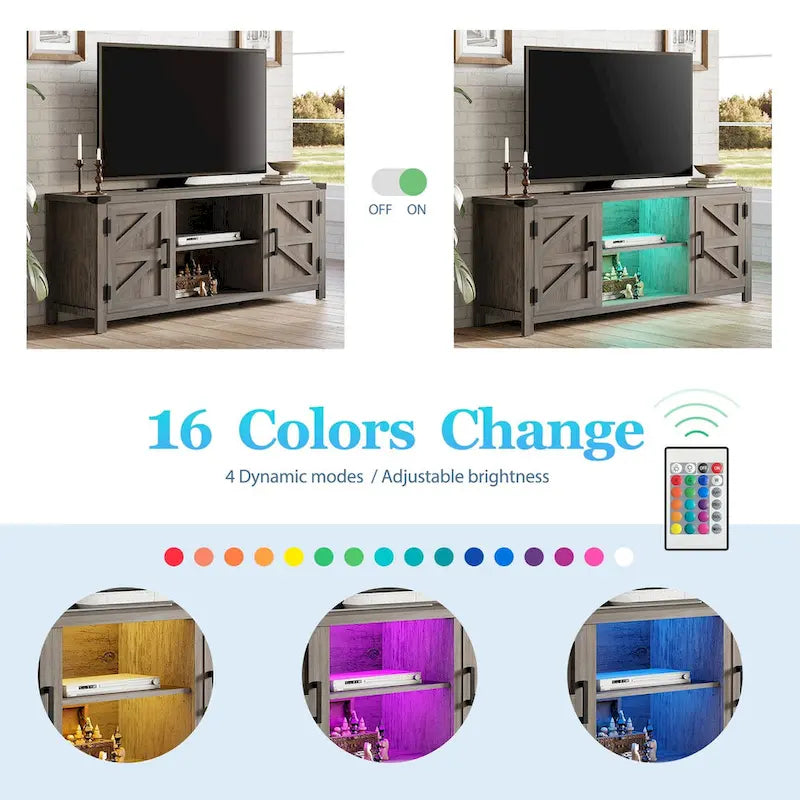 Rustic Farmhouse Barndoor TV Stand - Entertainment Center for TVs up to 70 Inches