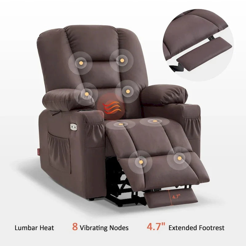 MCombo Compact Power Lift Recliner Chair with Massage and Heat for Seniors, Faux Leather Model 7569