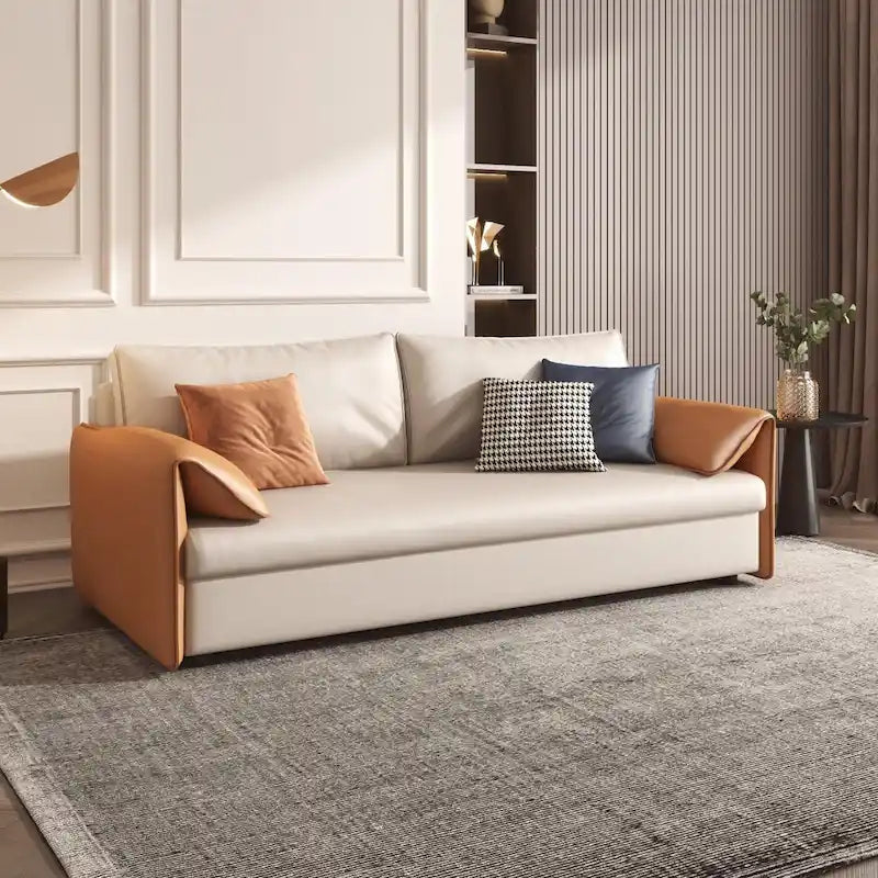JASIWAY 65.4-Inch Vegan Leather Sleeper Sofa Bed