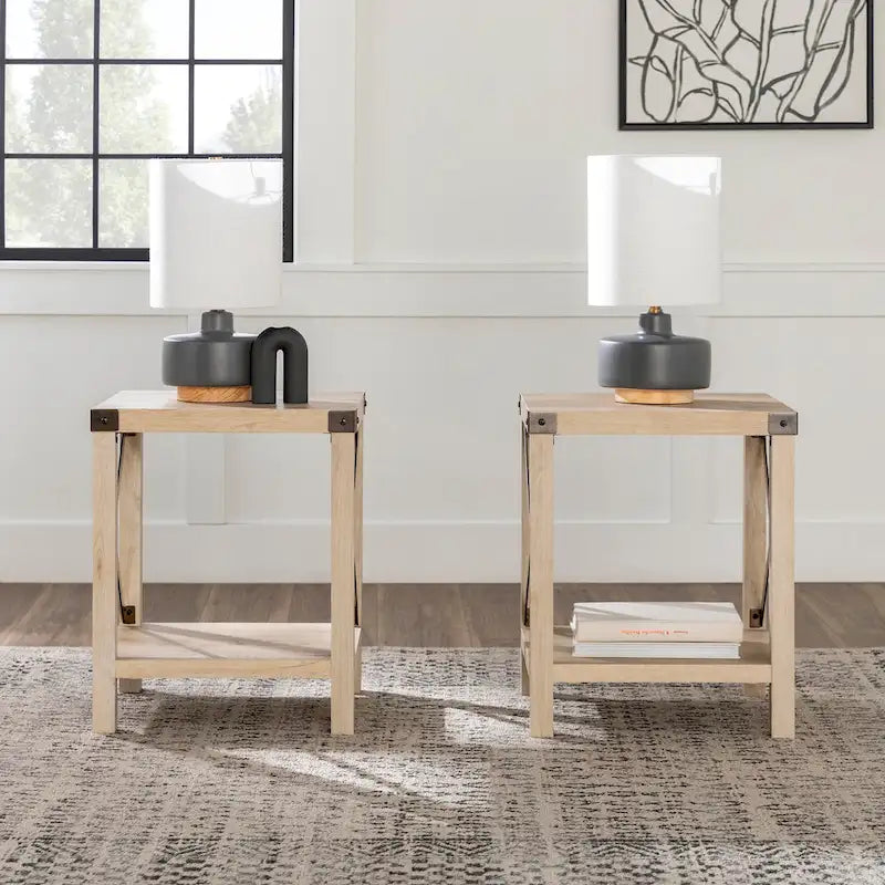 Set of 2 Middlebrook Kujawa 18-Inch X-Side Accent Tables